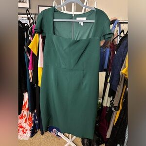 Lark & Ro sz 14 EUC square neck pencil dress dark green dress lined